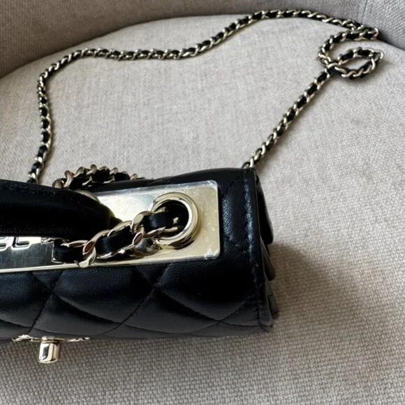 New in Box Chanel Black Mini Flap Handbag with Chain - Picture 3 of 11